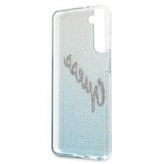 Guess GUHCS21MPCUGLSBL hard silikonové pouzdro Samsung Galaxy S21 PLUS 5G blue Glitter Gradient Script