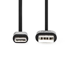 Nedis propojovací kabel USB 2.0 zástrčka USB A - zástrčka USB C, 15W, 3 m, černá (CCGL60600BK30)