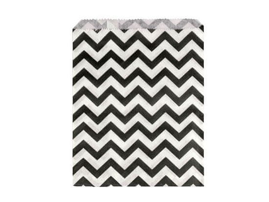 Papírový sáček chevron, puntík 13x17 cm - bílo-černá chevron (100 ks)