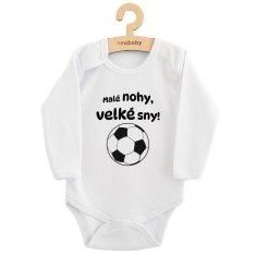 NEW BABY Dětské body s potiskem Malé nohy, velké sny! 86 (12-18m) Bílá