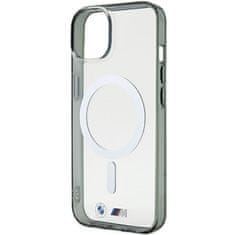 Bmw hard silikonový obal na iPhone 15 6.1" transparent Silver Ring MagSafe