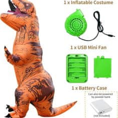 VIVVA® Nafukovací kostým dinosaura pro dospělé, Vhodné pro výšku 150–185 cm (2+2 ZDARMA) | T4REXCOS