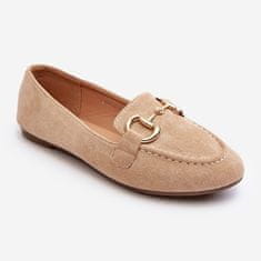 Dámské mokasíny s ornamentem Ecosuede Beige velikost 37