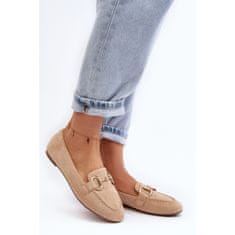 Dámské mokasíny s ornamentem Ecosuede Beige velikost 37