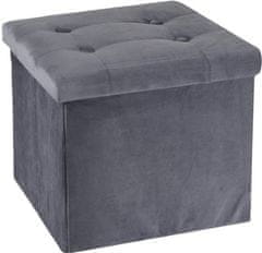 HOMESTYLING Taburet KO-101000780seda s úložným prostorem velvet 38 x 38 cm šedá