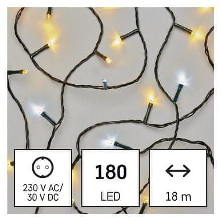 Emos Vánoční řetěz D4AN03 LED vánoční řetěz blikající, 18 m, venkovní i vnitřní, teplá/studená bílá, časovač