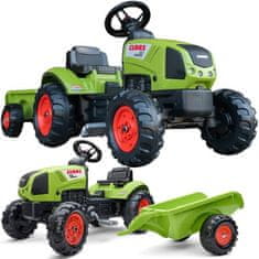 Falk FALK Traktor Claas Green na pedálech s přívěsem + klakson na 2 roky.