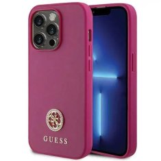 Guess hard silikonový obal iPhone 15 PRO 6.1" pink Strass Metal Logo