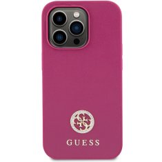 Guess hard silikonový obal iPhone 15 PRO 6.1" pink Strass Metal Logo