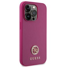 Guess hard silikonový obal iPhone 15 PRO 6.1" pink Strass Metal Logo