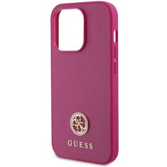 Guess hard silikonový obal iPhone 15 PRO 6.1" pink Strass Metal Logo