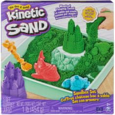 Spin Master KINETIC SAND KRABICE TEKUTÉHO PÍSKU S PODLOŽKOU ZELENÁ