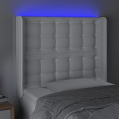 Vidaxl Čelo postele s LED bílé 93 x 16 x 118/128 cm umělá kůže