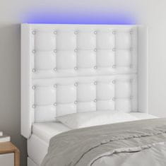 Vidaxl Čelo postele s LED bílé 93 x 16 x 118/128 cm umělá kůže