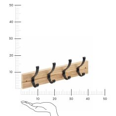 Intesi Nástěnný věšák 4 háčky dřevo/černý kov