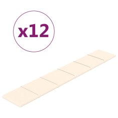 Vidaxl Nástěnné panely 12 ks krémové 90 x 15 cm samet 1,62 m²