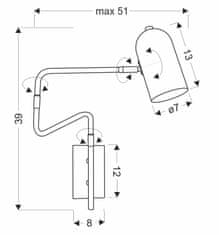 Intesi Nástěnná lampa Hosti 1x15W GU10 černá