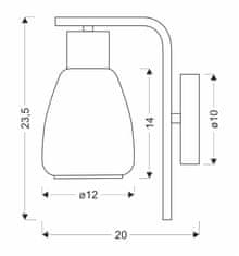 Intesi Nástěnné svítidlo MOLDO lampa 1x40W E27 čiré stínítko