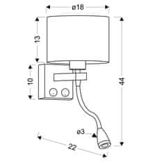 Intesi Nástěnné svítidlo Polo 1x40W E27 + 2W LED bílé stínítko kulaté šedé