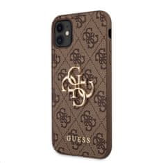 Guess  PU 4G Metal Logo Zadní Kryt pro iPhone 11 Brown