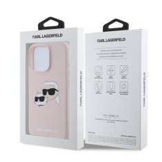 Karl Lagerfeld Zadní kryt Liquid Silicone Double Heads MagSafe pro iPhone 16 Pro Pink