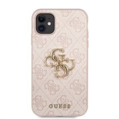 Guess  PU 4G Metal Logo Zadní Kryt pro iPhone 11 Pink