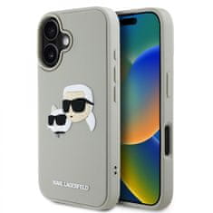 Karl Lagerfeld Zadní kryt 3D Rubber Double Heads pro iPhone 16 Beige