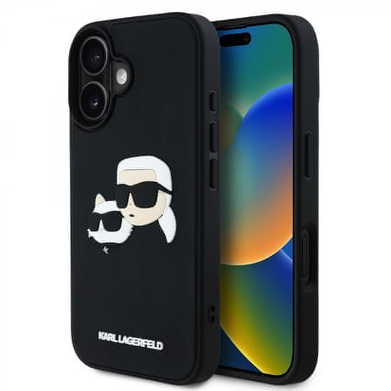 Karl Lagerfeld Zadní kryt 3D Rubber Double Heads pro iPhone 16 Black