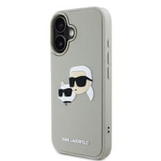 Karl Lagerfeld Zadní kryt 3D Rubber Double Heads pro iPhone 16 Beige