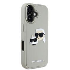 Karl Lagerfeld Zadní kryt 3D Rubber Double Heads pro iPhone 16 Beige