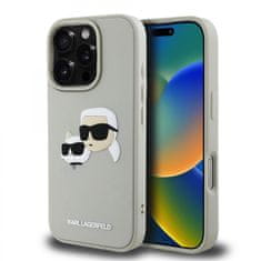 Karl Lagerfeld Zadní kryt 3D Rubber Double Heads pro iPhone 16 Pro Beige