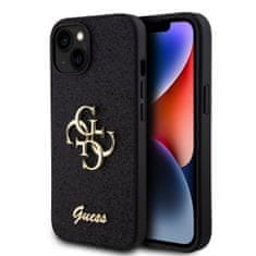 Guess  PU Fixed Glitter 4G Metal Logo Zadní Kryt pro iPhone 15 Black