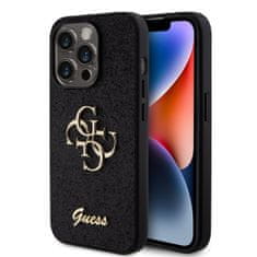 Guess  PU Fixed Glitter 4G Metal Logo Zadní Kryt pro iPhone 15 Pro Black