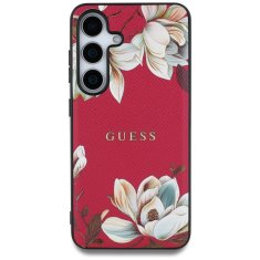 Guess Originální zadní kryt Grained Printed Flower Pattern Magsafe do Samsung Galaxy S25 fuchsiový