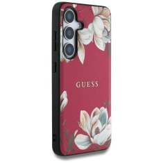 Guess Originální zadní kryt Grained Printed Flower Pattern Magsafe do Samsung Galaxy S25 fuchsiový