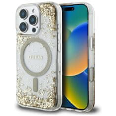 Guess Originální zadní kryt HC Resin Bottom Glitter Magsafe pro iPhone 16 Pro gold