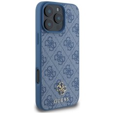 Guess Originální zadní kryt HC PU 4G Small 4G and Classic Magsafe pro iPhone 16 Pro blue