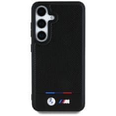 Bmw Originální zadní kryt Leather Tricolor Stripe MagSafe pro Samsung Galaxy S25 Plus černý