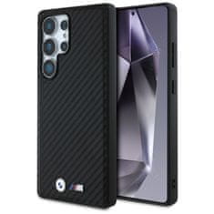 Bmw Originální zadní kryt Leather Carbon MagSafe pro Samsung Galaxy S25 Ultra černý