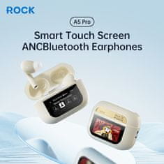 Rock Bezdrátová sluchátka Bluetooth TWS A5 Pro s LCD displejem bílá