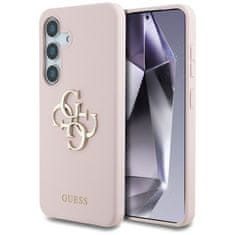 Guess Originální zadní kryt Silicone Big 4G Logo Bottom Script pro Samsung Galaxy S25 růžový