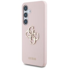 Guess Originální zadní kryt Silicone Big 4G Logo Bottom Script pro Samsung Galaxy S25 růžový