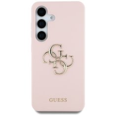 Guess Originální zadní kryt Silicone Big 4G Logo Bottom Script pro Samsung Galaxy S25 růžový