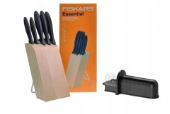 TopKing FISKARS Essential Sada nožů 5 ks ve dřevěném stojanu + brousek