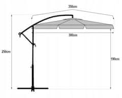 TopKing Velký zahradní slunečník o průměru 350 cm na výložníku, voděodolný, skládací