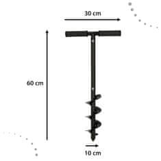 KIK KX4659 Půdní vrták pro otvory šachty a základy s křížovou rukojetí 60 x 10 cm