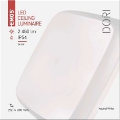 Emos LED přisazené svítidlo Dori, čtvercové bílé 24,5W n.b.,IP54