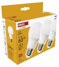 Emos Sada 3 úsporných LED žárovek E27 neutrální bílá 9,4 W 806 lm