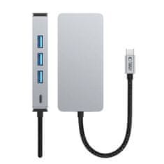 Tech-protect HB05 HUB adaptér USB-C - 3x USB / HDMI 4K / SD / TF / USB-C 100W / RJ45, šedý