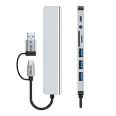 Tech-protect HB06 HUB adaptér USB-C + USB - 4x USB / USB-C / SD / TF / AV 3.5, šedý